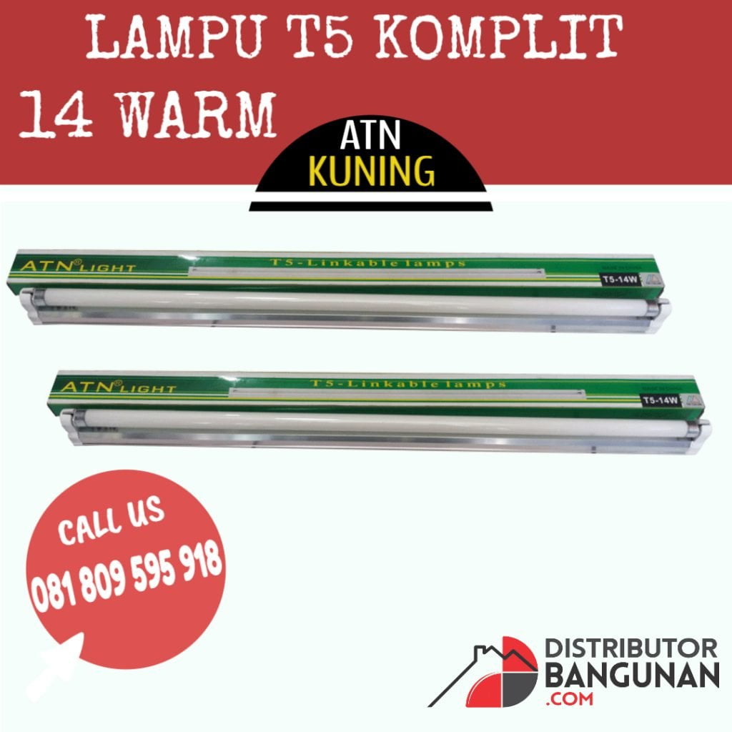 LAMPU T5 KOMPLIT 14 WARM ATN KUNING