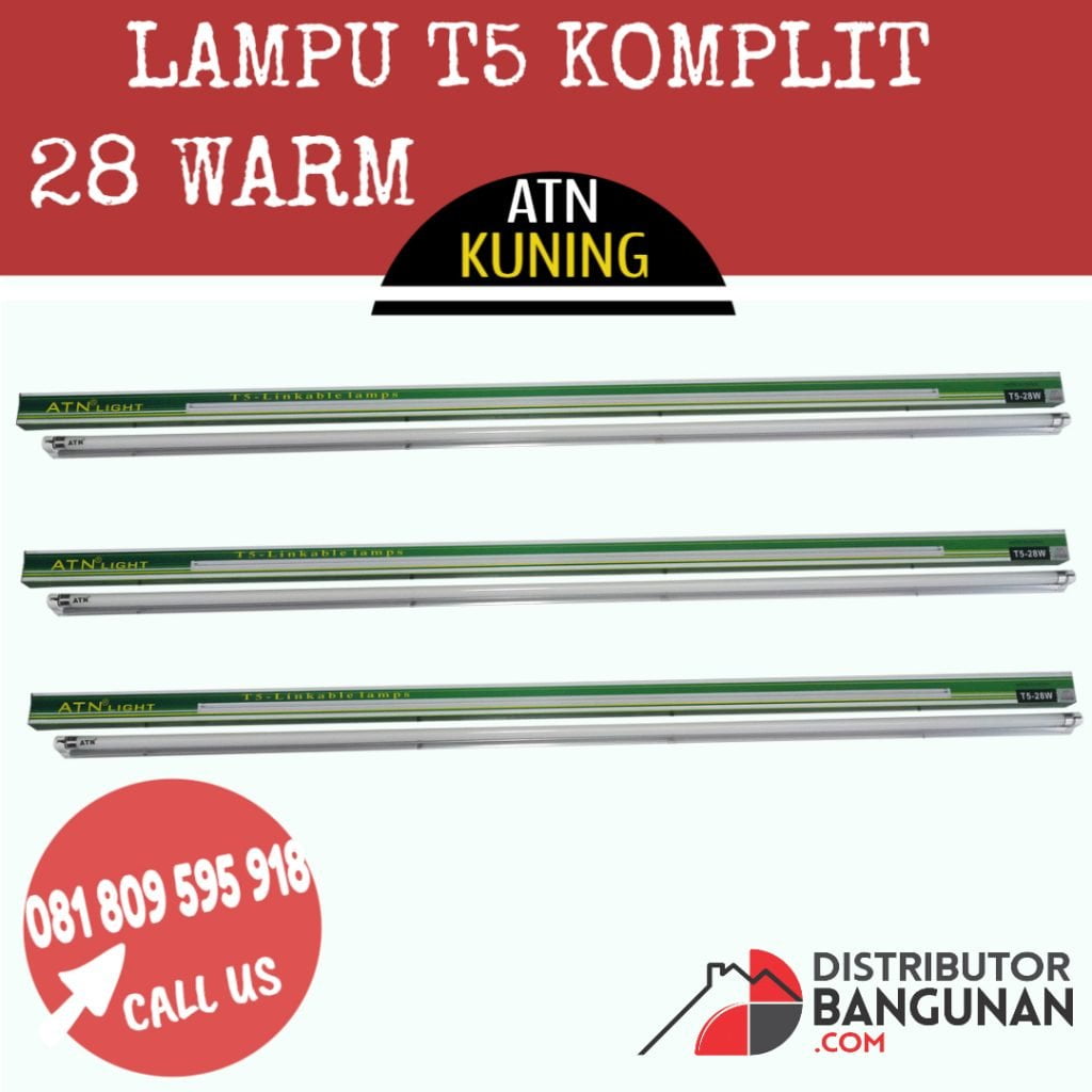 LAMPU T5 KOMPLIT 28 WARM ATN KUNING